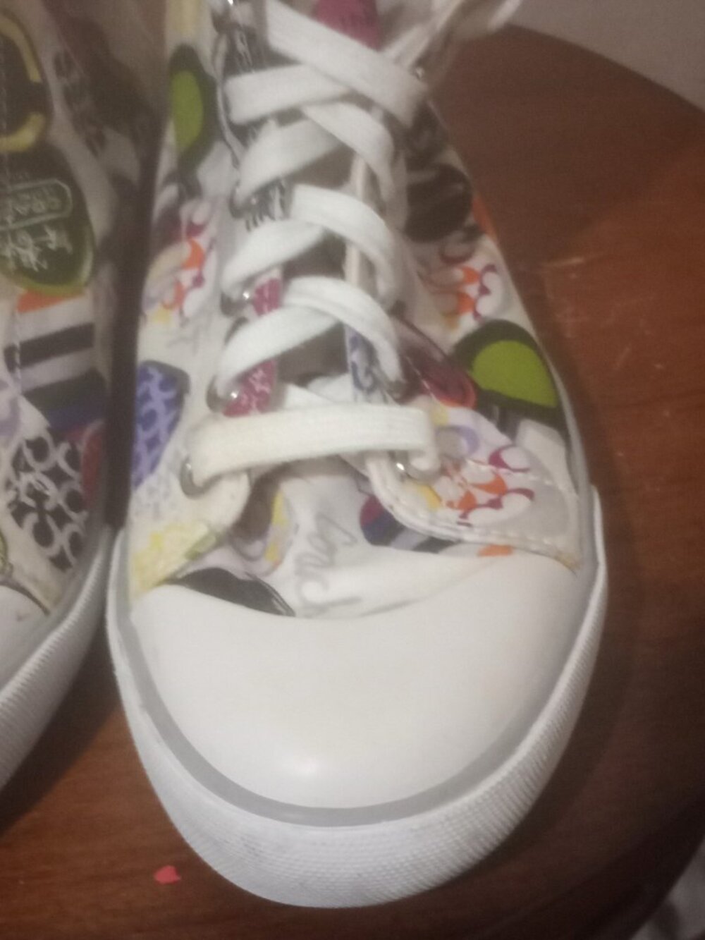 Women's Coach Cardinal High Top Graffiti Sneakers Size 7B multicolor canvas - Picture 9 of 14